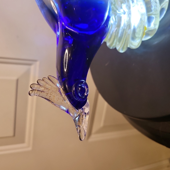 Mid-Century Murano Blown Glass Blue and Gold Pheasant 12" - Picture 7 of 13